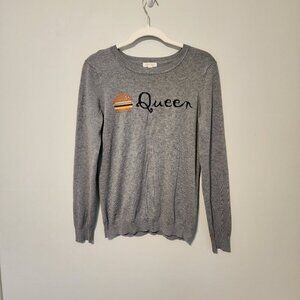 Burger Queen lightweight sweater women sz M long sleeve gray